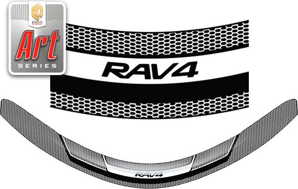 Дефлектор СА Пластик для капота (Серия "Art" белая) Toyota RAV4 IV 2013-2015. Артикул 2010011408076