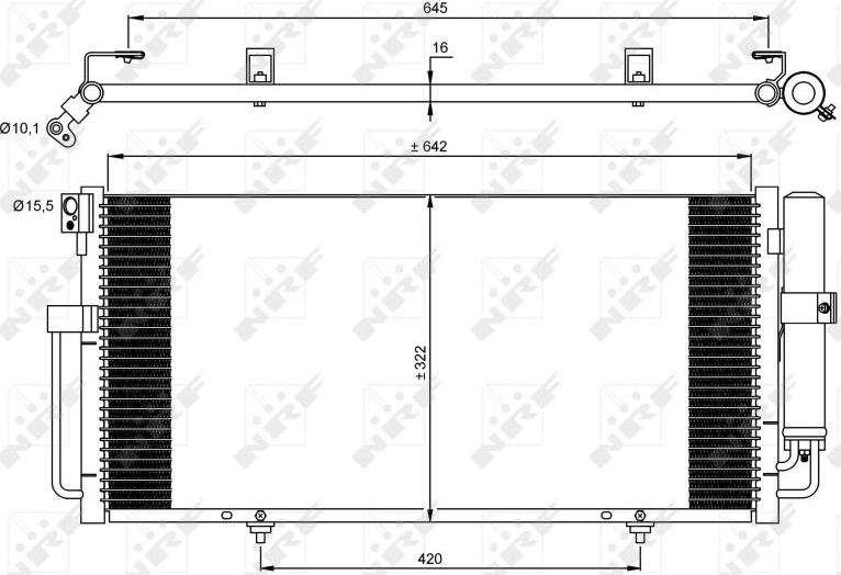 Радиатор кондиционера (конденсатор) NRF (алюминий). Артикул 35875
