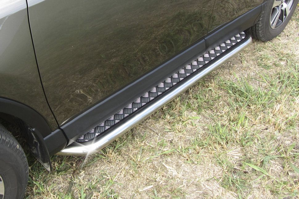 Пороги Slitkoff d57 с листом усиленные для Toyota RAV4 IV рестайлинг 2015-2019. Артикул TR415-004