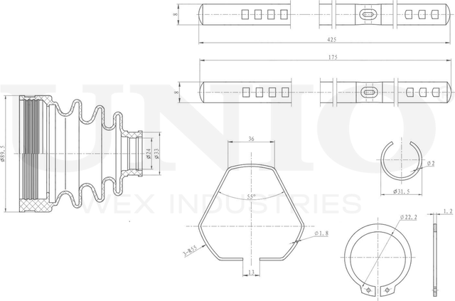 Пыльник ШРУС, комплект (Unio). Артикул DUC-30002K