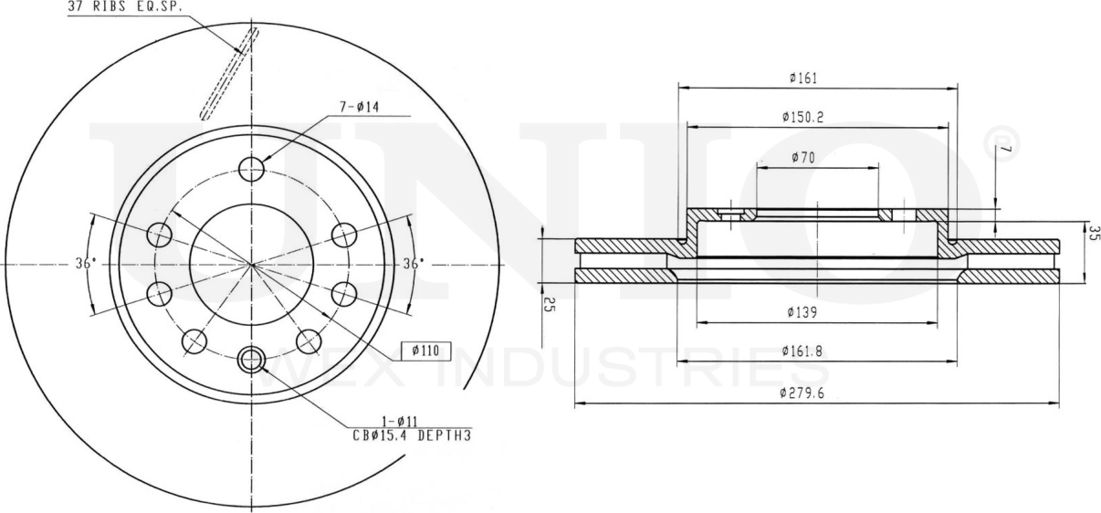 Диск тормозной (Unio). Артикул BRD-20019