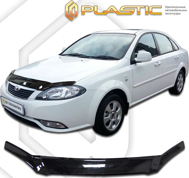 Дефлектор СА Пластик для капота (Classic черный) Daewoo Gentra седан 2013-2015. Артикул 2010010108991