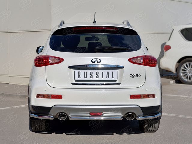 Защита RusStal заднего бампера d42 дуга для Infiniti QX50 2014-2017. Артикул IQX5Z-002357