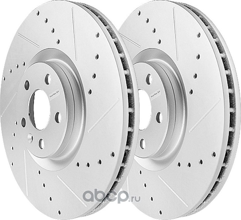 Передний тормозной диск Evolution с перфорацией и насечками, в покрытии GEOMET P (Powerstop). Артикул EBR1642
