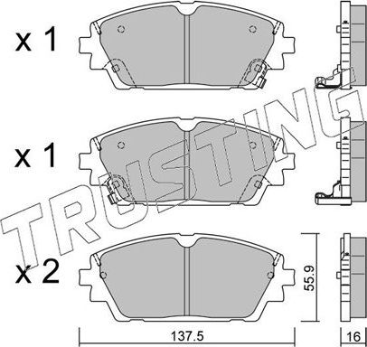 Тормозные колодки Trusting передние для Mazda 3 IV (BP) 2018-2026. Артикул 1237.0