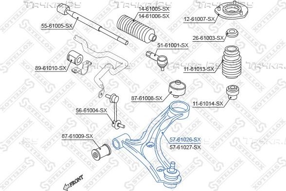 Поперечный рычаг передней подвески Stellox. Артикул 57-61026-SX
