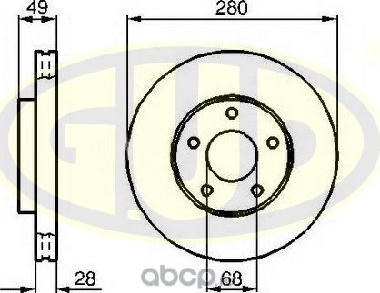 Тормозной диск G.U.D. передний для Nissan Maxima A33 2000-2003. Артикул GDB128140