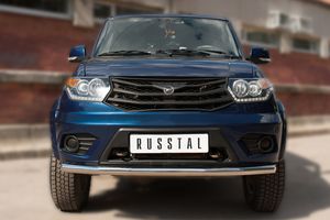 Защита RusStal переднего бампера d63 (секции) для УАЗ Patriot 2014-2026. Артикул UPZ-002065. Артикул UPZ-002065