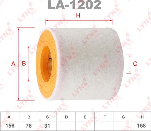 Воздушный фильтр LYNXauto для Audi A6 V (C8) 2018-2026. Артикул LA-1202