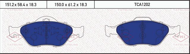 Колодки тормозные FORD FIESTA 4/FUSION 01- перед. (Tatsumi). Артикул TCA1202