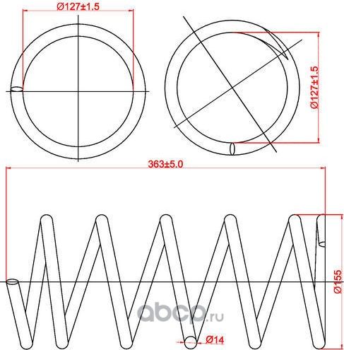 Пружина подвески передней Suzuki Grand Vitara, L363-D155-t14 (Zikmar). Артикул Z48089R