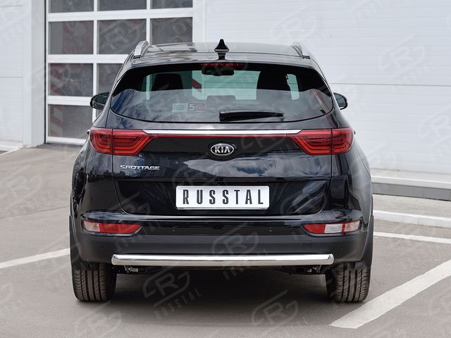 Защита RusStal заднего бампера d63 дуга для Kia Sportage IV 2016-2018. Артикул KSZ-002295