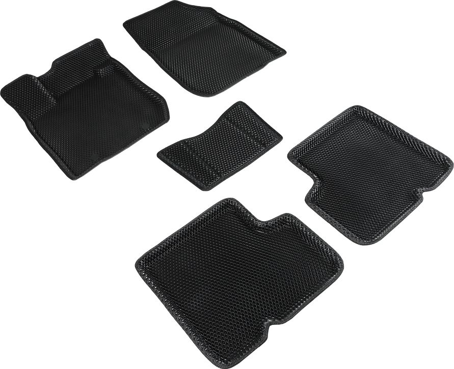 Коврики Seintex 3D EVA ромб для салона Lada Largus (2 ряда) 2012-2026 ЧЕРНЫЕ. Артикул 95226