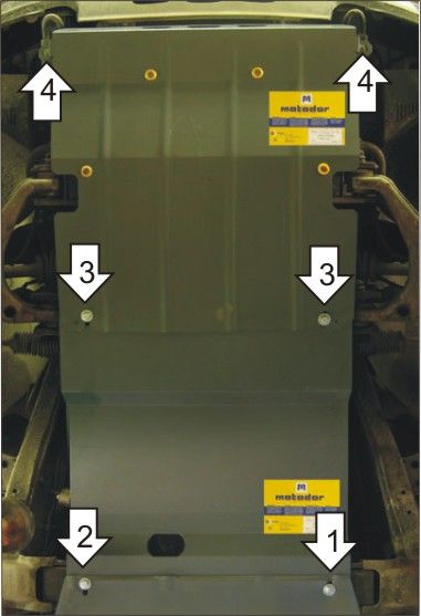 Защита Мотодор для радиатора, переднего дифференциала, картера, КПП Kia Sorento I 2006-2011. Артикул 01019
