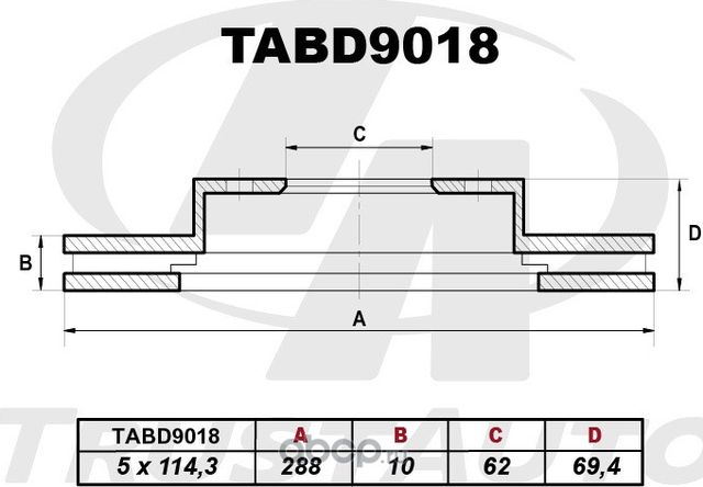 Тормозной диск (Trustauto). Артикул TABD9018