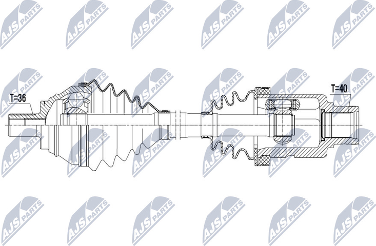 Полуось (привод в сборе, приводной вал) NTY. Артикул NPW-VW-127