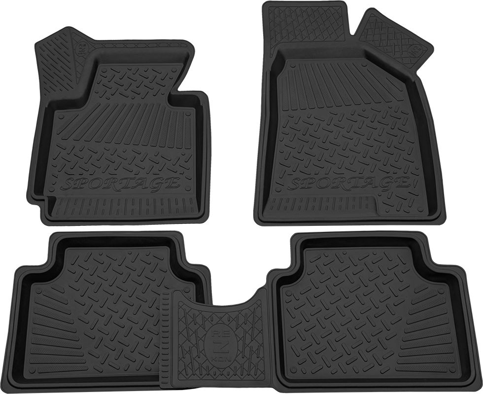 Коврики Rezkon резиновые для салона Kia Sportage III 2010-2016. Артикул 1021040200