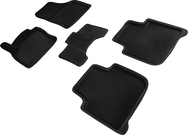 Коврики Seintex 3D EVA Соты для салона Skoda Kodiaq 5 мест 2017-2026 ЧЕРНЫЕ. Артикул 96138