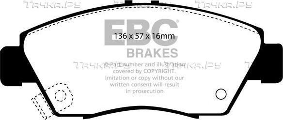 Тормозные колодки EBC Brakes передние для Honda Civic V 1991-1996. Артикул DP2891
