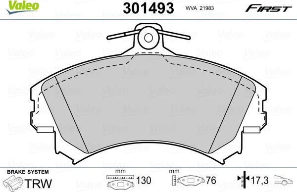 Тормозные колодки Valeo First. Артикул 301493