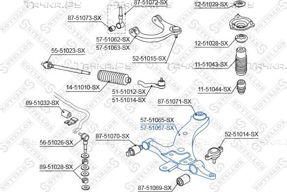Поперечный рычаг передней подвески Stellox. Артикул 57-51067-SX