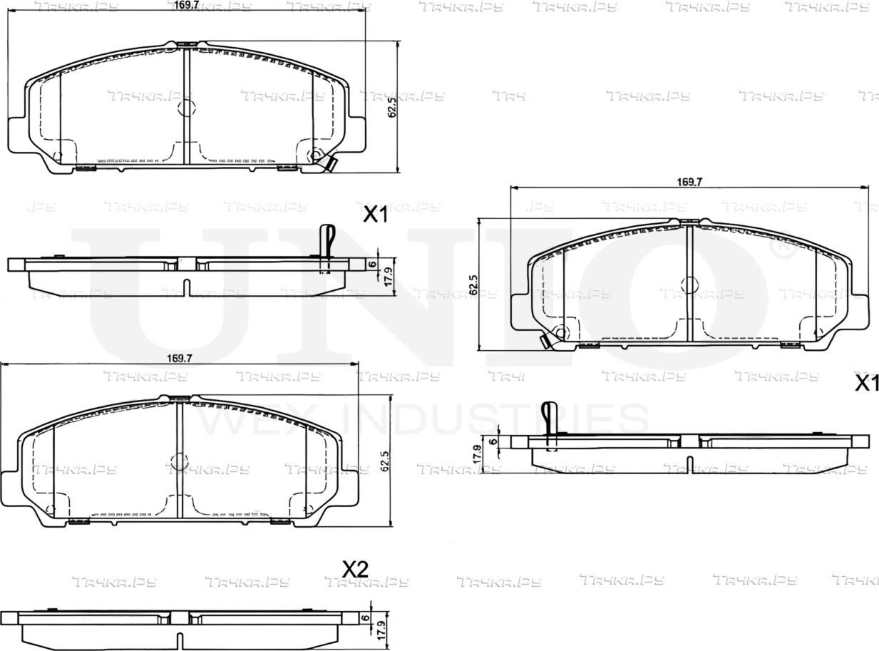 Колодки тормозные диск. передние Infiniti QX56 (JA60,Z62) 06-, Nissan Titan (A60) 06- (Unio). Артикул BRP-20367