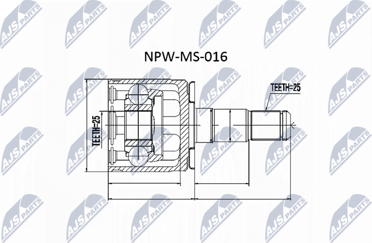 Шрус внутренний (граната) NTY. Артикул NPW-MS-016