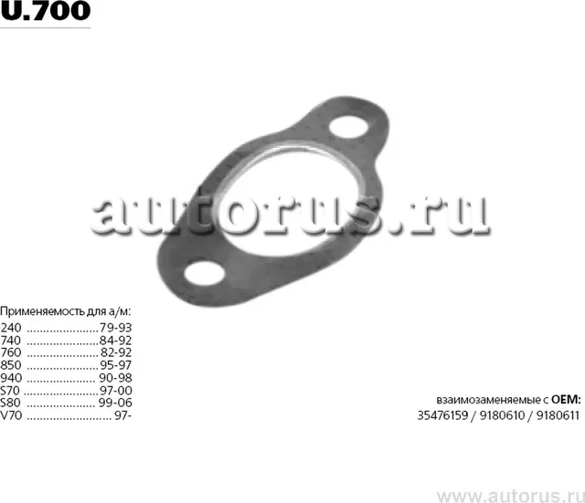 TRANSMASTER Прокладка глушителя металлическая. 76545. Артикул u.700