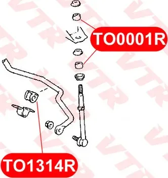 Полиуретановая втулка стабилизатора передней и задней подвесок, универсальная (VTR). Артикул TO0001RP