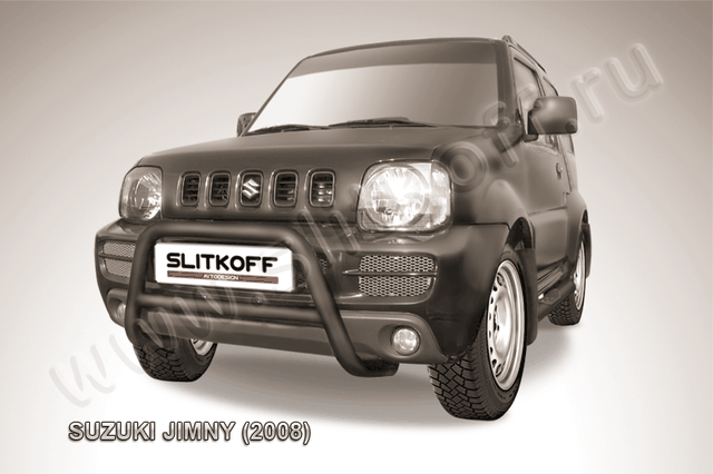 Кенгурятник Slitkoff d57 низкий ЧЕРНЫЙ матовый для Suzuki Jimny III 1998-2012. Артикул SJ004B