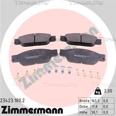 Тормозные колодки Zimmermann передние для Jaguar S-Type I 1999-2007. Артикул 23423.180.2