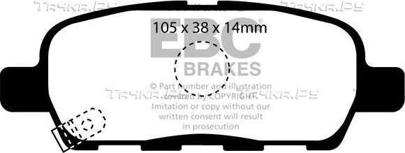 Тормозные колодки EBC Brakes задние для Renault Koleos I 2008-2016. Артикул DP61955