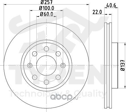 Тормозной диск (Tyren). Артикул TYR1012151