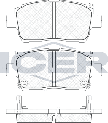 Тормозные колодки Icer передние для BYD F3 II 2007-2026. Артикул 181386