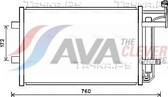 Радиатор кондиционера (конденсатор) AVA (алюминий). Артикул MZ5252D