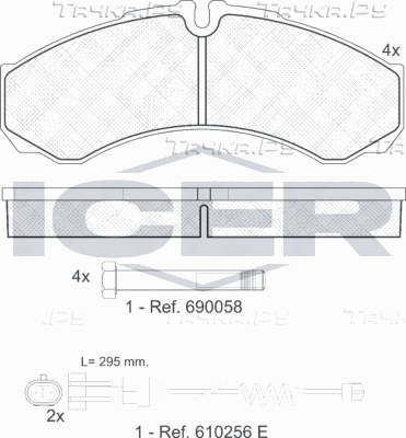 Тормозные колодки Icer передние/задние для IVECO Daily II 1989-1999. Артикул 141208-117