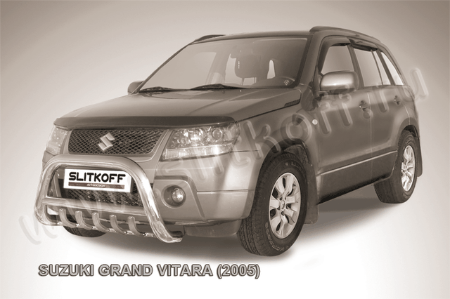 Кенгурятник Slitkoff d76 низкий с защитой картера для Suzuki Grand Vitara III 5-дв. 2005-2008. Артикул SGV05001