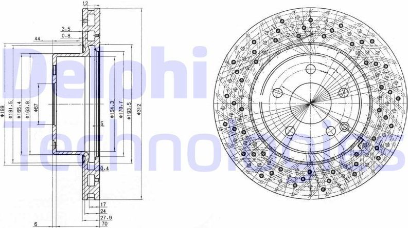 Тормозной диск Delphi. Артикул BG3828