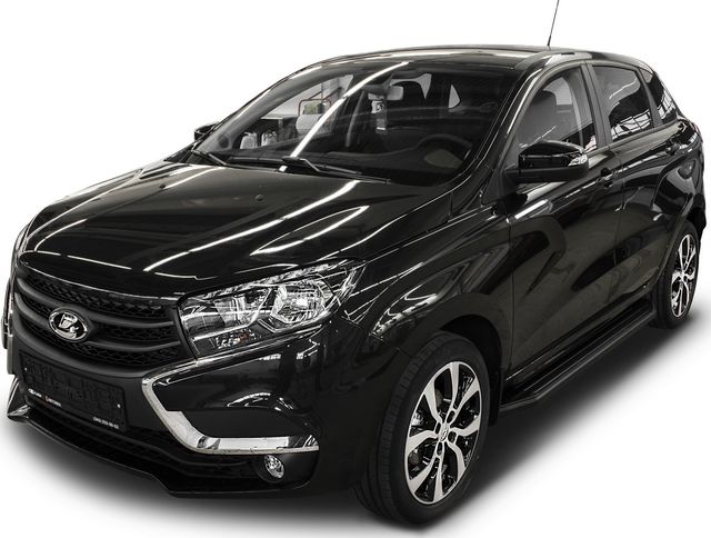 Пороги алюминиевые Rival Premium-Black для Lada Xray 2015-2026. Артикул A173ALB.6002.1