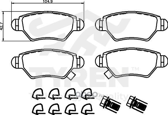 Колодки тормозные (Tyren). Артикул TYR1216791