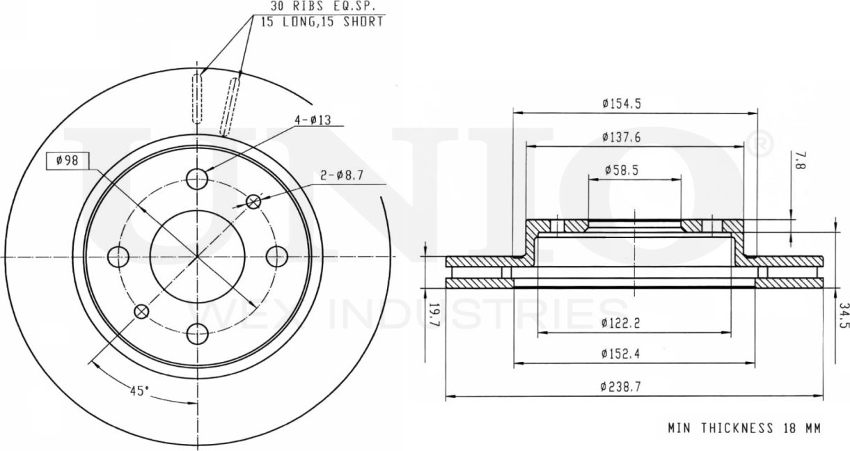 Диск тормозной (Unio). Артикул BRD-20252