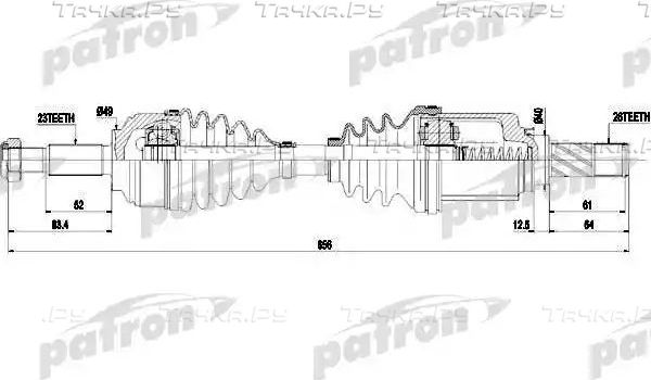 Полуось (привод в сборе, приводной вал) Patron. Артикул PDS0452