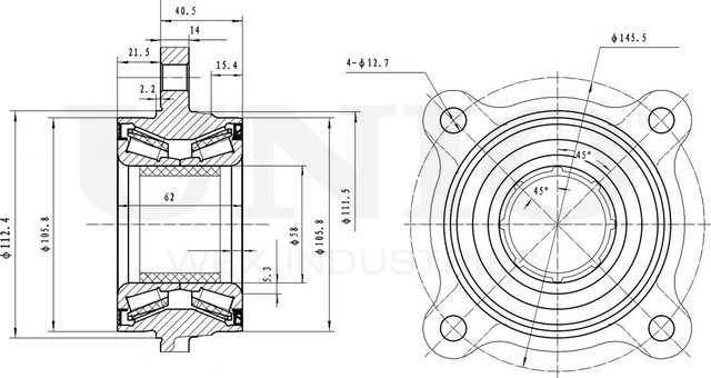 Ступица колеса с интегрированным подшипником (Unio). Артикул HUB-20274