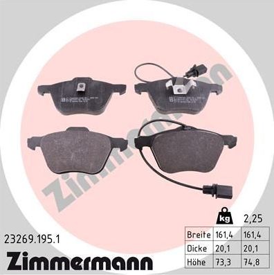 Тормозные колодки Zimmermann. Артикул 23269.195.1