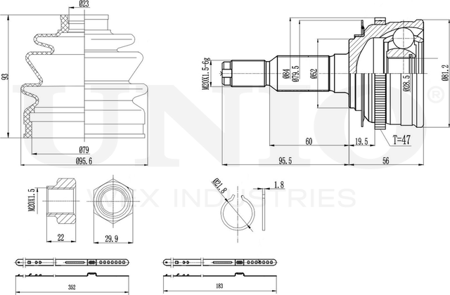 ШРУС наружный (Unio). Артикул CVJ-20002