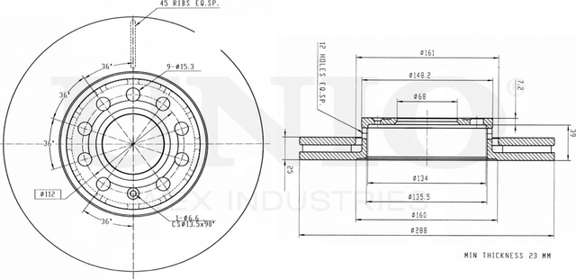 Диск тормозной (Unio). Артикул BRD-20602
