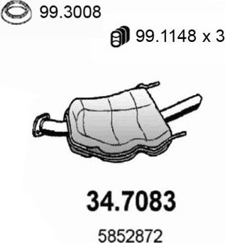 Глушитель (задняя часть) Asso. Артикул 34.7083