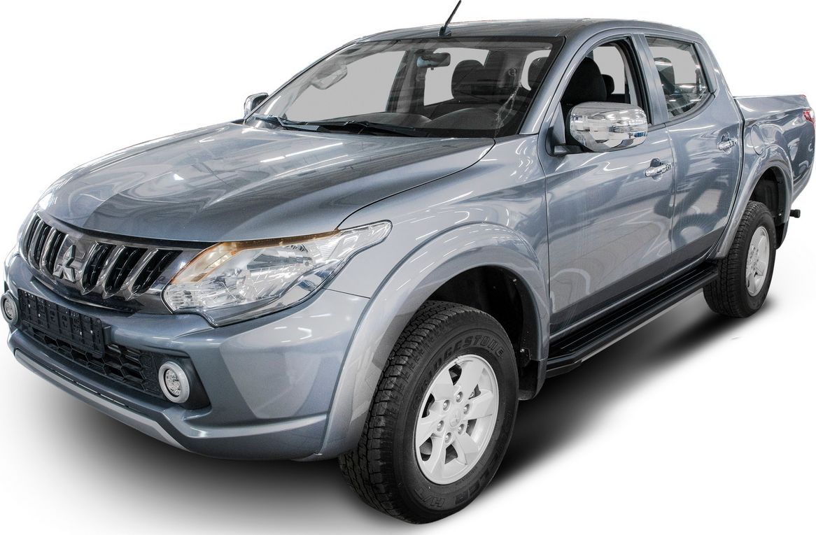 Пороги алюминиевые Rival Premium-Black для Mitsubishi L200 IV 2006-2015. Артикул A193ALB.4003.1