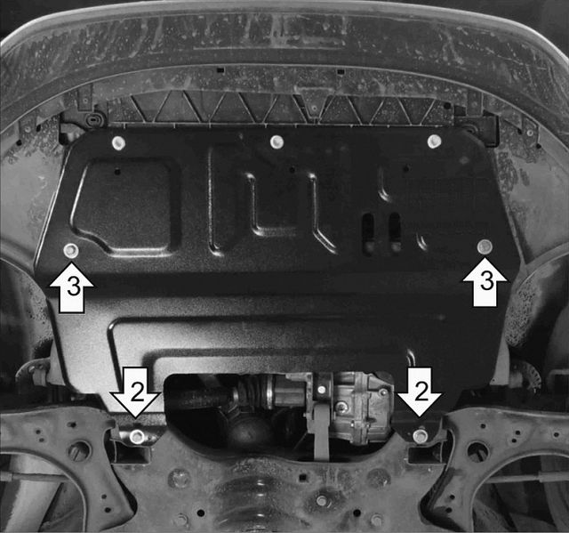 Защита АвтоСтандарт для двигателя, КПП Volkswagen Polo V седан, хэтчбек 2009-2020. Артикул 52301