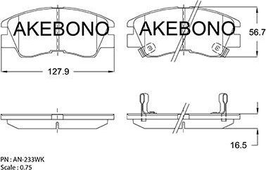 Тормозные колодки Akebono Standard передние для Mitsubishi L300 II 1986-2004. Артикул AN-233WK